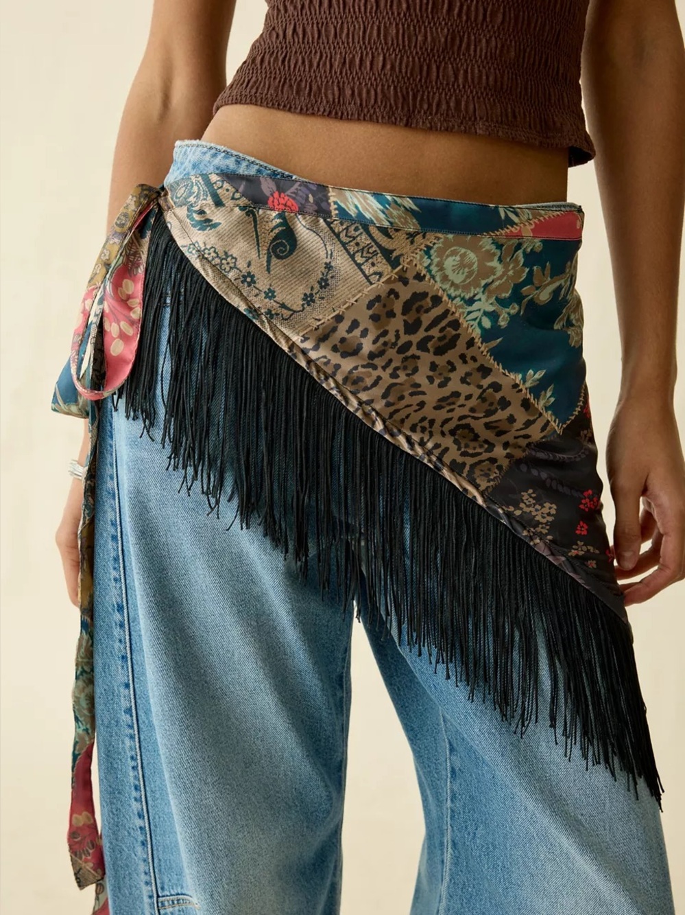 NWT Urban Outfitters Tassel Trim Satin Triangle Scarf